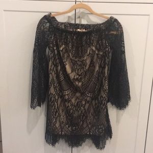 LACE BOHO DRESS BELL Sleeve  OFF/on SHOULDER  fully lined SP